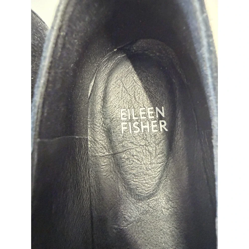 Eileen Fisher Ells Wedge‎ Lug-Sole Loafers Black Women's Size 8.5M NEW With Tag